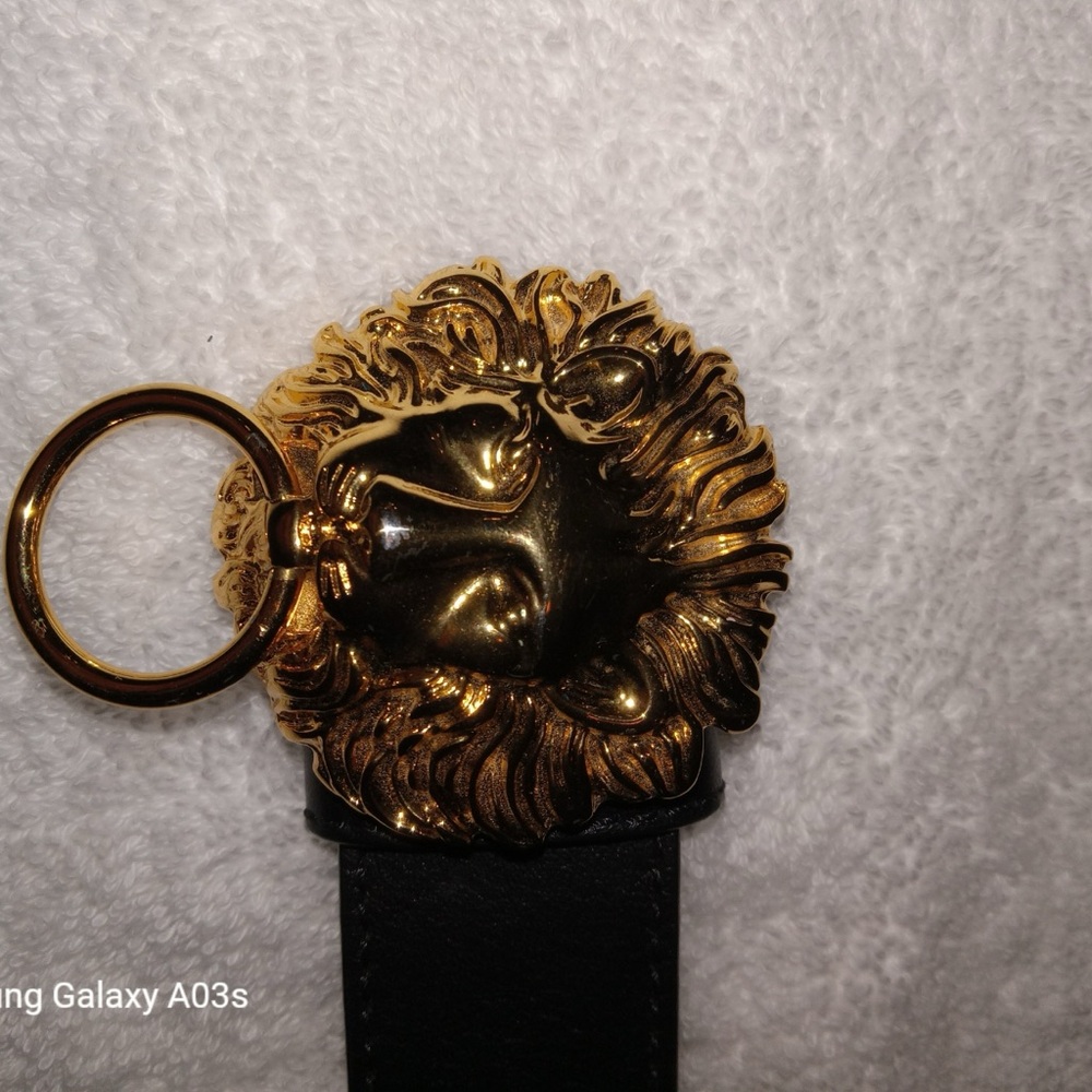 Versace Lion buckle Black leather Belt